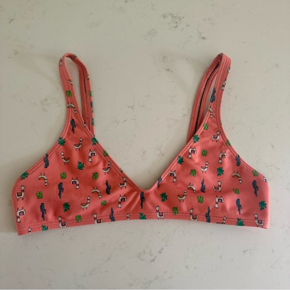 Jolyn Coco Style Coral Cactus llama Print Bikini Top